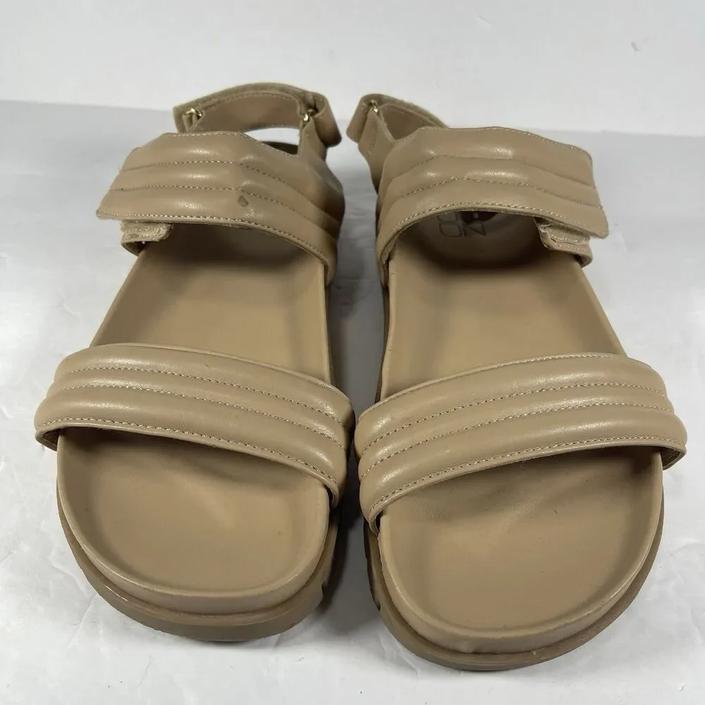 No Boundaries Women's Padded Sport Sandals Tan Beige Size 9 Hook & Loop Strap